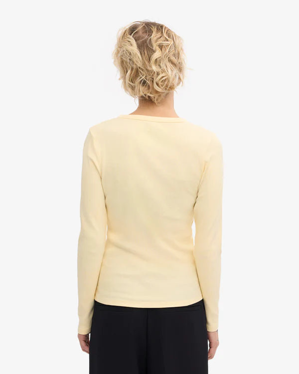 Women Organic Rib Longsleeve Soft Yellow