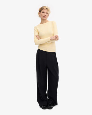 Women Organic Rib Longsleeve Soft Yellow