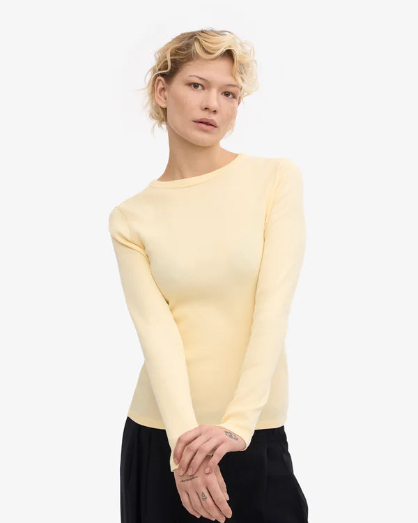 Women Organic Rib Longsleeve Soft Yellow