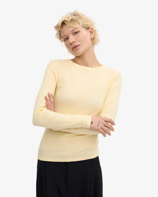 Women Organic Rib Longsleeve Soft Yellow