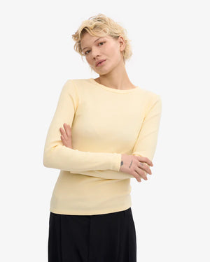 Women Organic Rib Longsleeve Soft Yellow