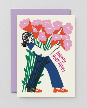 Wrap - Happy Birthday Flower Bouquet Klappkarte