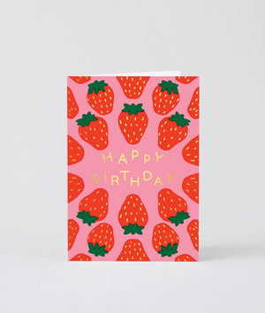 Wrap - Happy Birthday Strawberries Klappkarte