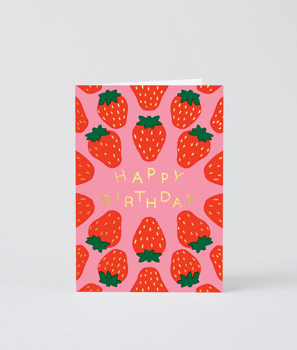 Wrap - Happy Birthday Strawberries Klappkarte