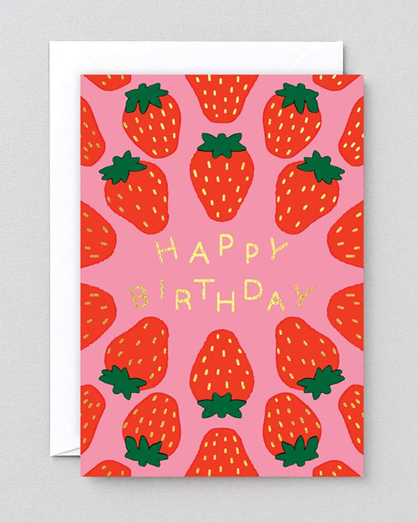 Wrap - Happy Birthday Strawberries Klappkarte