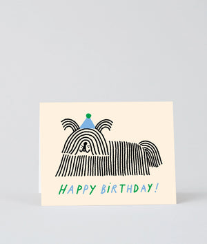 Wrap - Happy Birthday Long Hair Dog Klappkarte