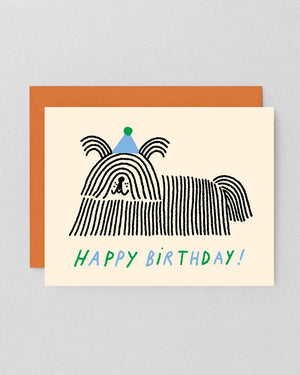 Wrap - Happy Birthday Long Hair Dog Klappkarte