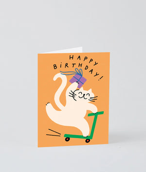 Wrap - Happy Birthday Scooter Cat Klappkarte
