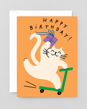 Wrap - Happy Birthday Scooter Cat Klappkarte