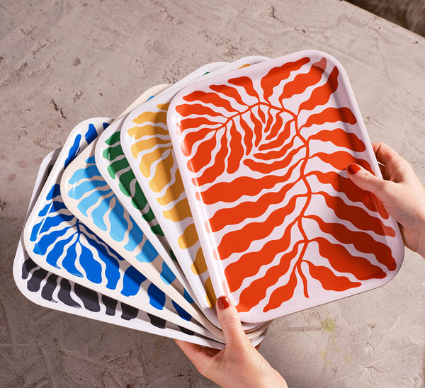 Kleines Wrap Blue Leaves Tablett