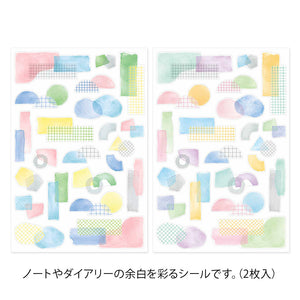 Midori Yuru Log Sticker Two Sheets Collage Watercolour Motif