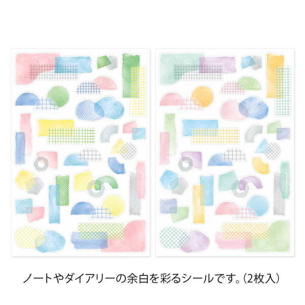 Midori Yuru Log Sticker Two Sheets Collage Watercolour Motif