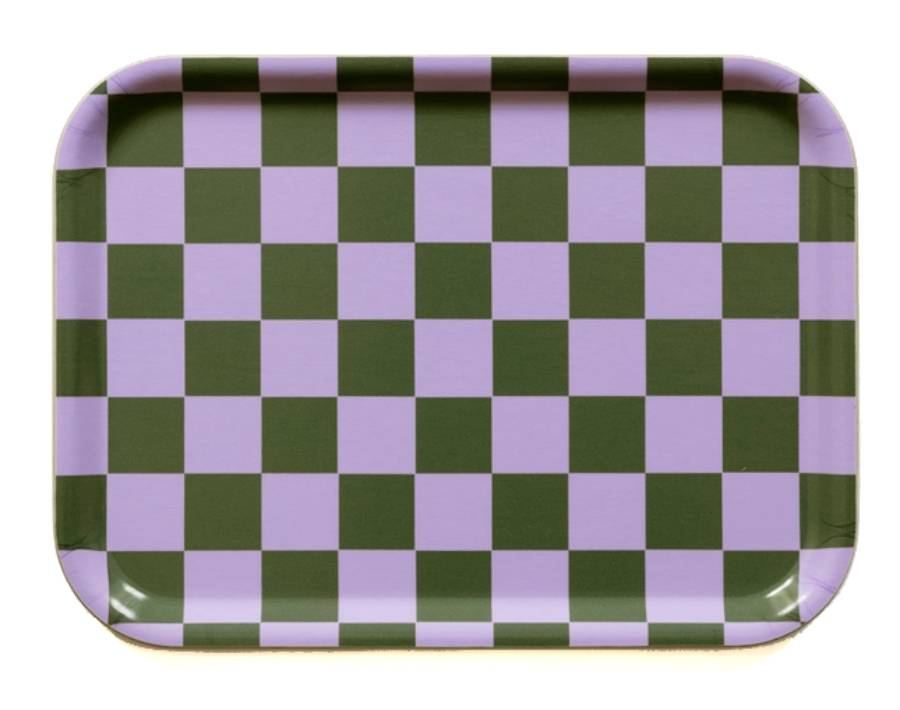 Tablett Checker Lilac & Olive (27x20cm)