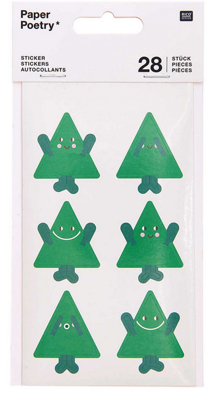 Sticker Merry Christmas Tannenbäume