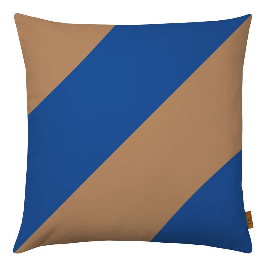 Kissen Diagonale Streifen Braun&Blau (50x50cm)