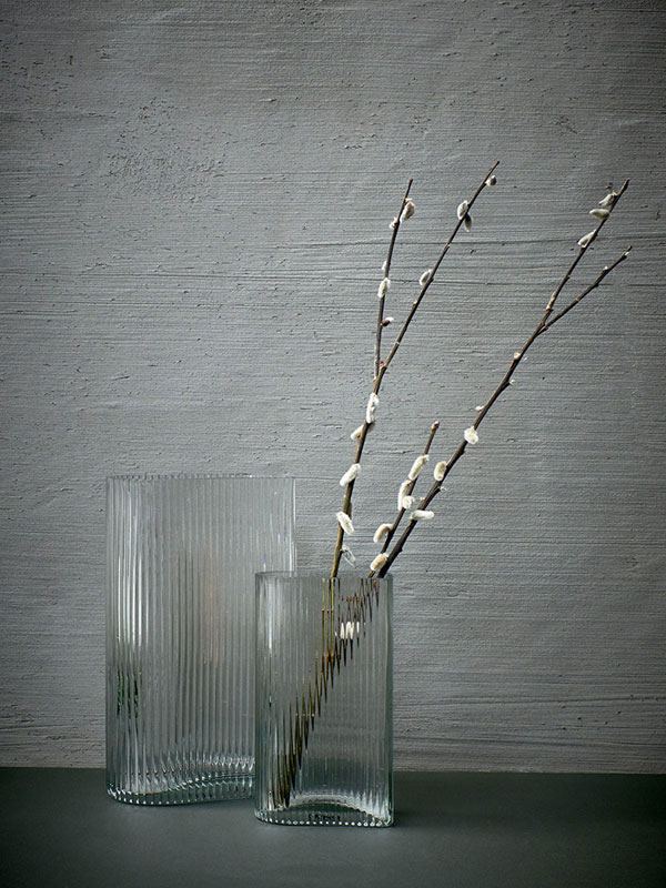 Clear Ribbed Vase