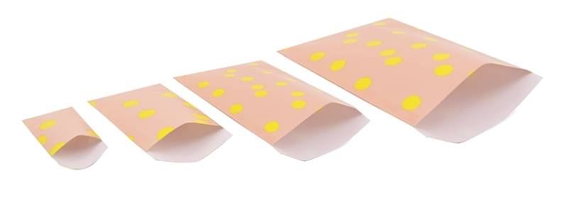 Geschenktüte Flach Polka Dots Lemon Yellow Marshmallow Pink (5er Pack)