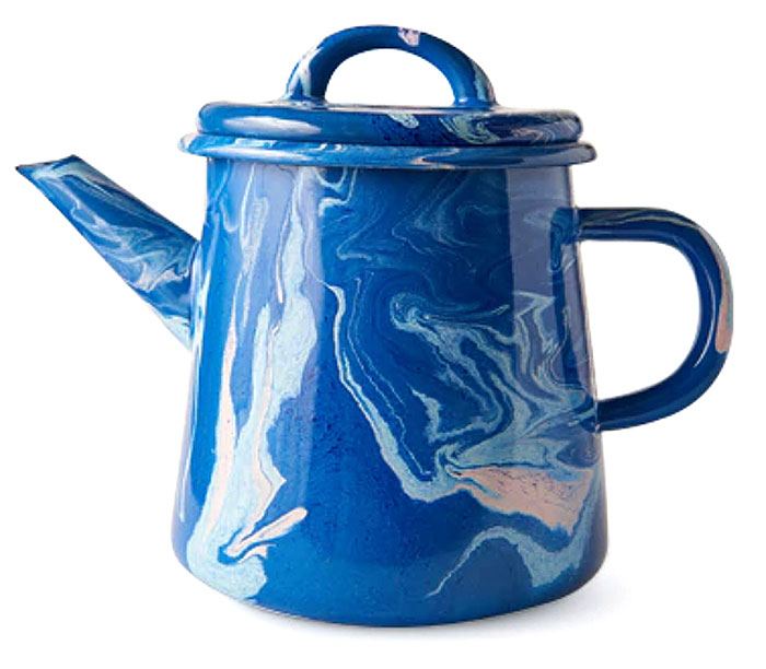 New Marble Tea Pot Cobalt