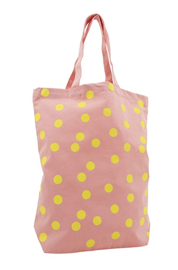 Shopper Baumwolle Polka Dots Lemon Yellow & Apricot