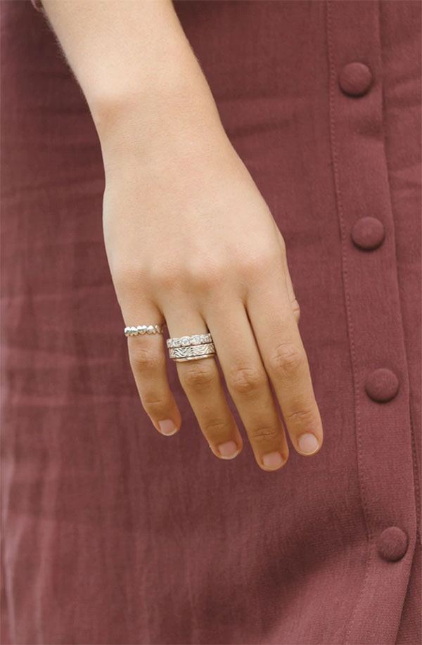 Hammered Stacking Ring Silver