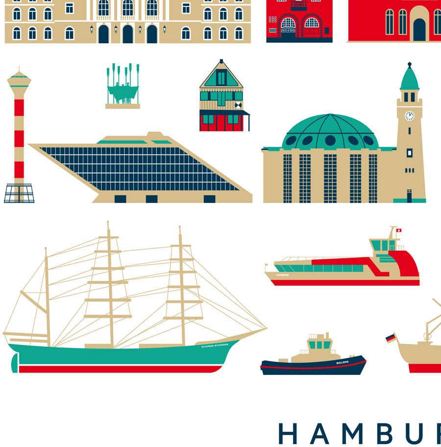 Hamburg Sehenswürdigkeiten Postkarte