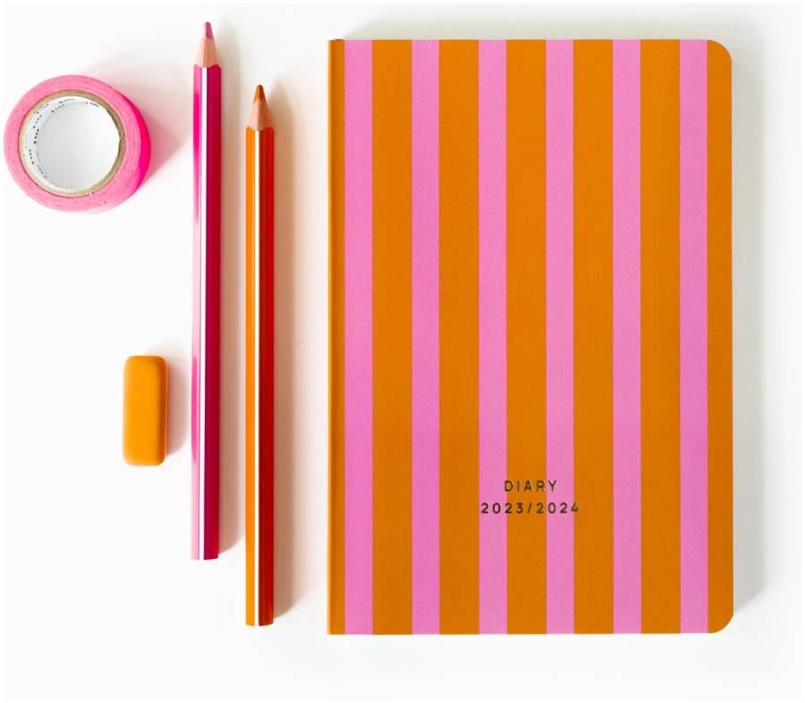 School Diary 2023/2024 Stripes Orange/Pink