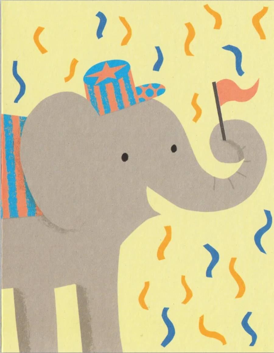 Party Elephant Klappkarte