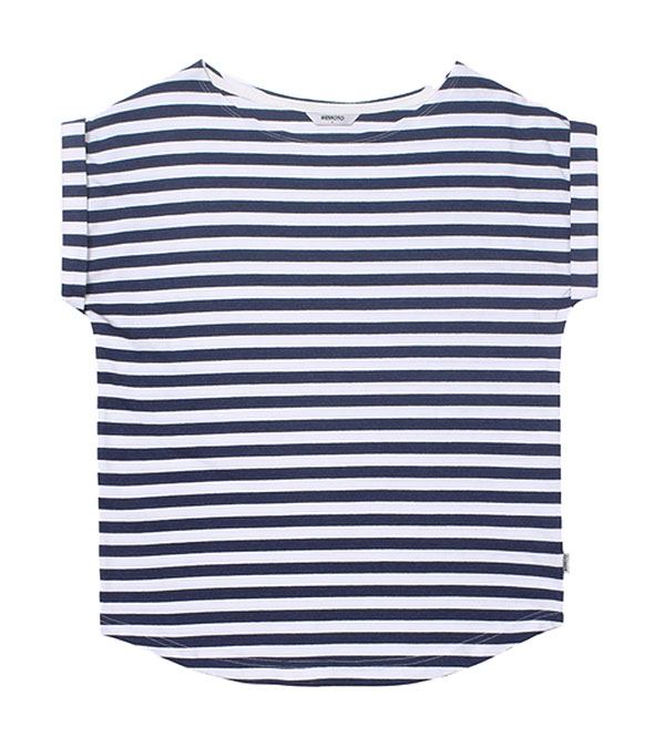 Bell Shirt Stripe Dark Navy Blue-White
