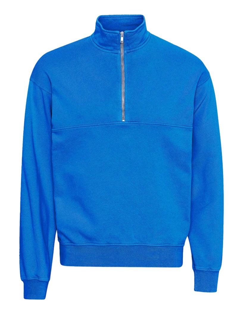 Organic Quarter Zip Sweater Pacific Blue