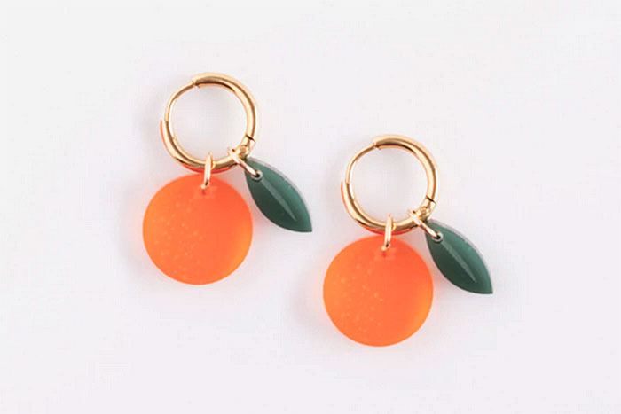 Fruit Kollektion x Orangen Ohrringe mit vergoldeten Hoops
