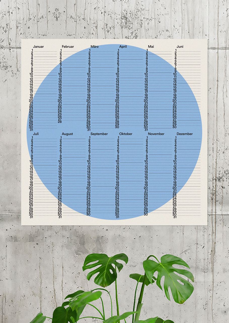 Kalender Kreis Blau (50 x 50 cm)