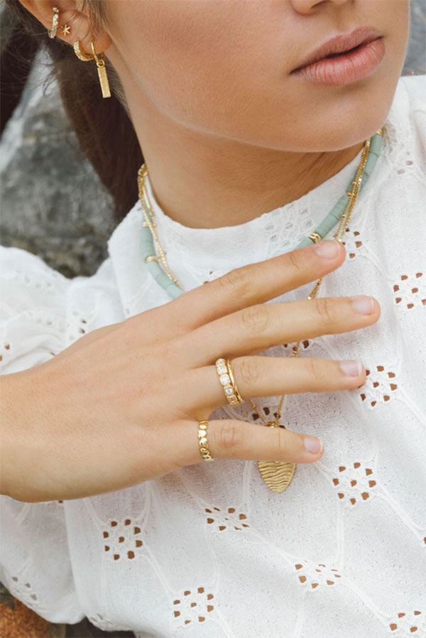 Hammered Stacking Ring Gold