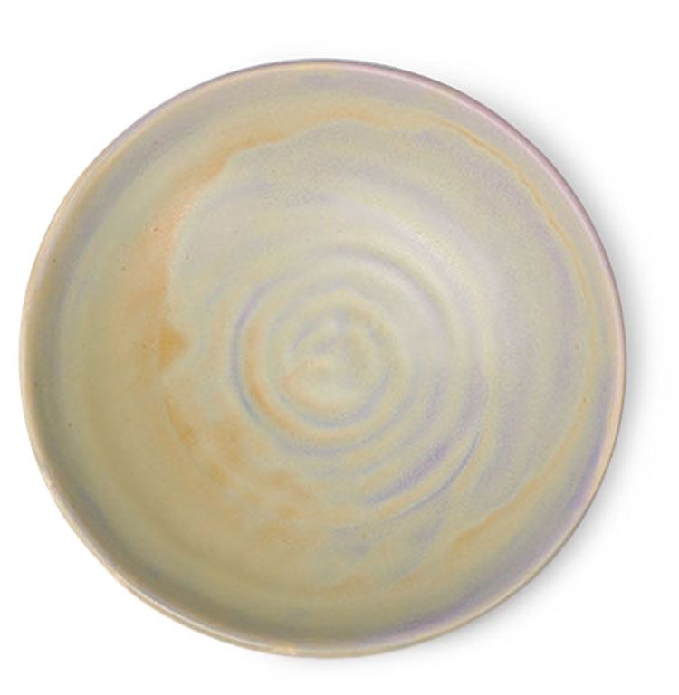 Home Chefs Ceramics: Flat Bowl Purple Green