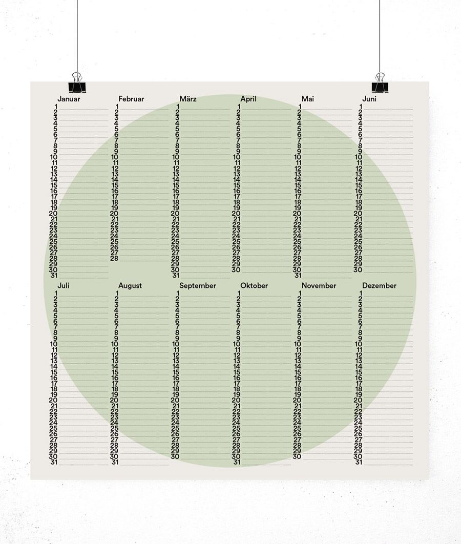 Jahresplaner Kreis Hellgrün (50 x 50 cm)