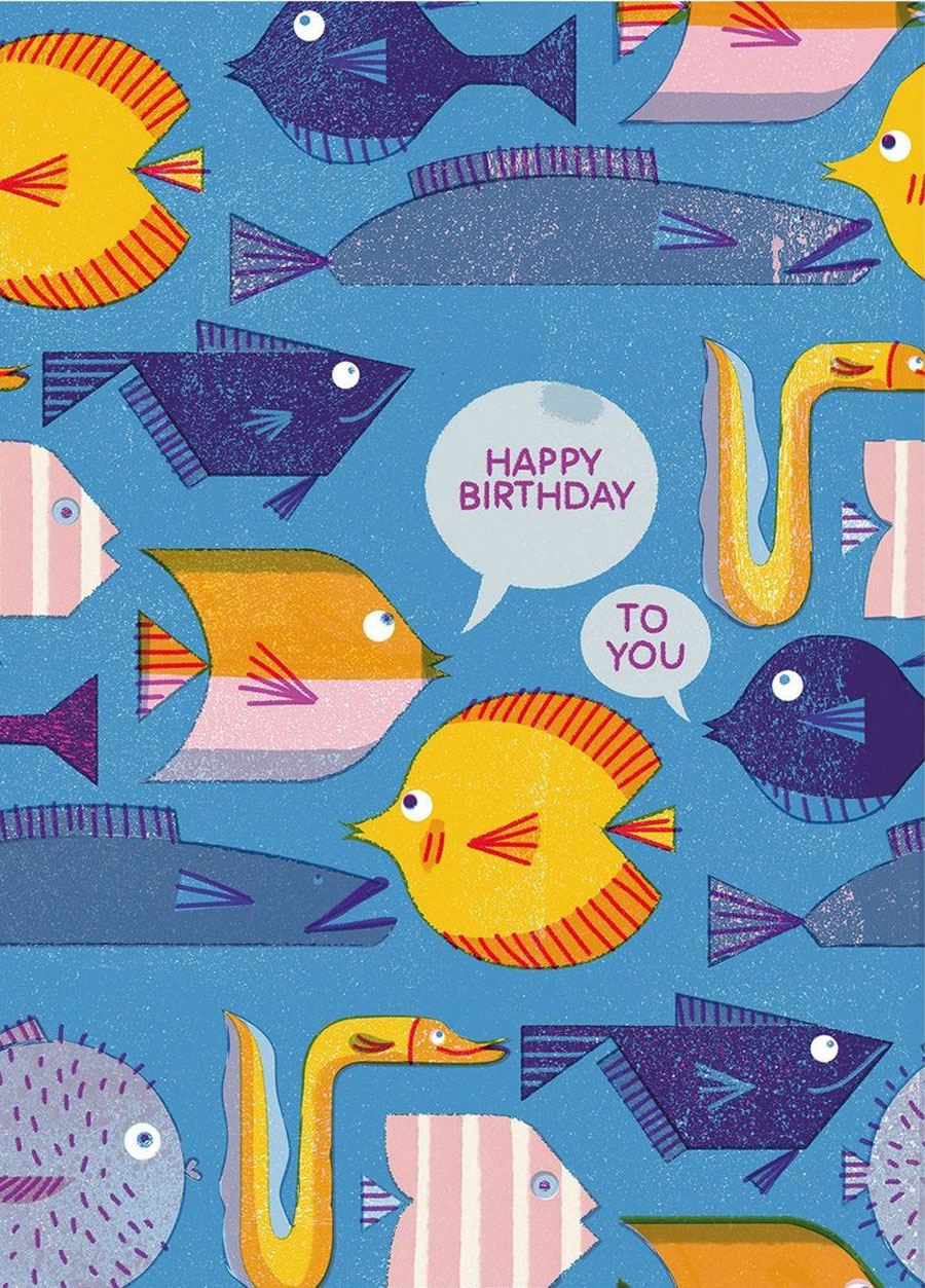 Birthday Fishes Postkarte