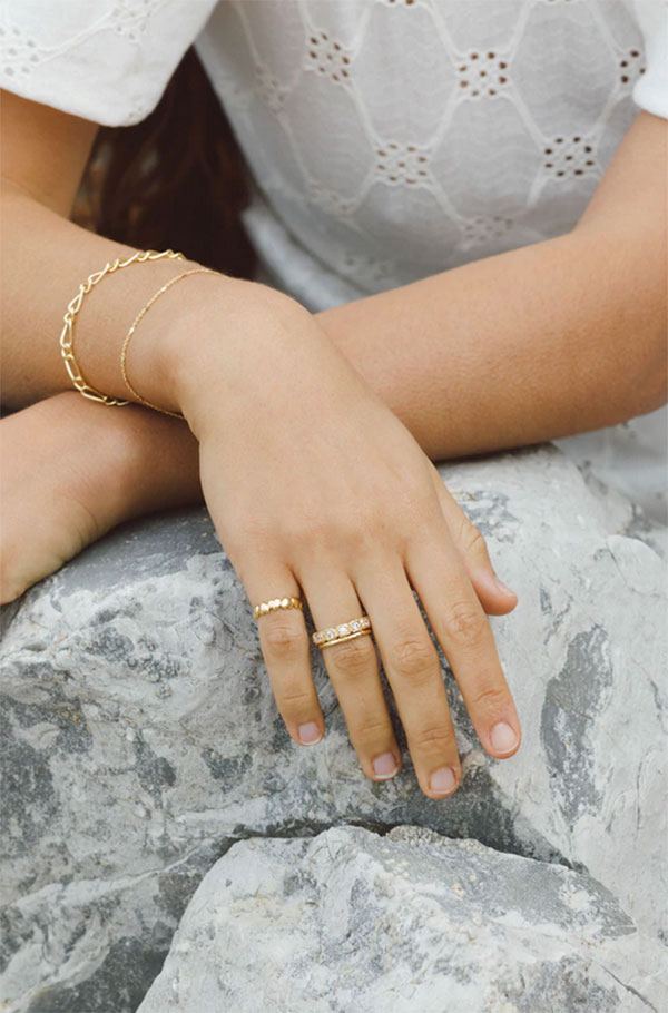 Hammered Stacking Ring Gold