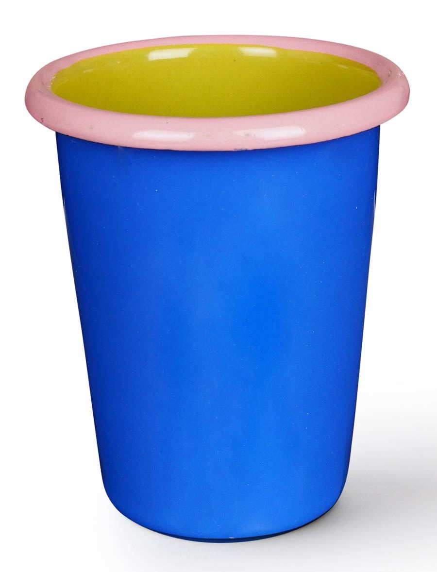 Colorama Tumbler Electric Blue and Chartreuse w/ Soft Pink Rim