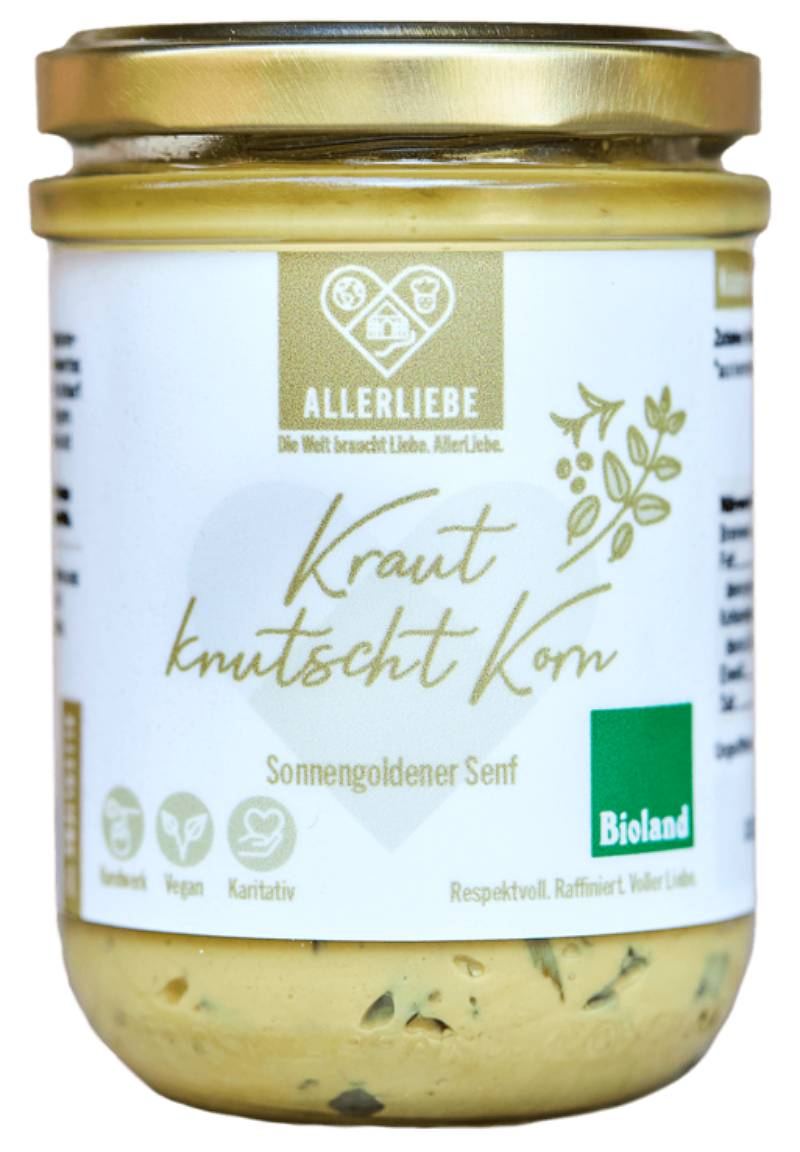 AllerLiebe Bioland Kräutersenf-Sauce - Kraut knutscht Korn 215g