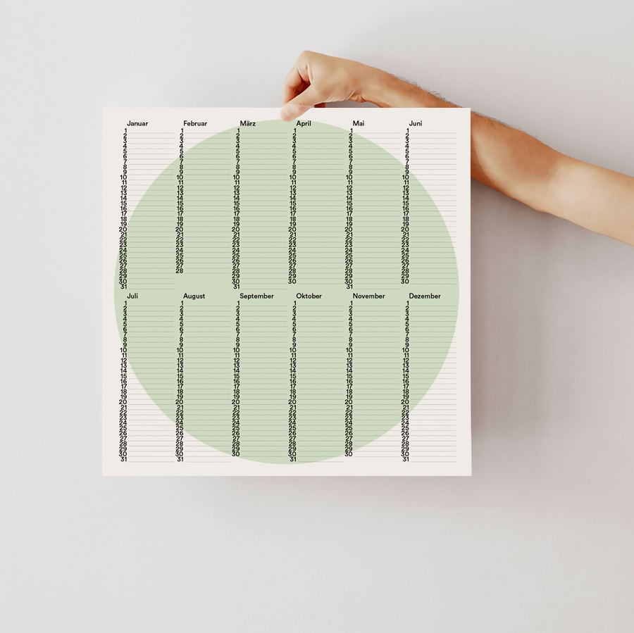 Kalender Kreis Hellgrün (50 x 50 cm)