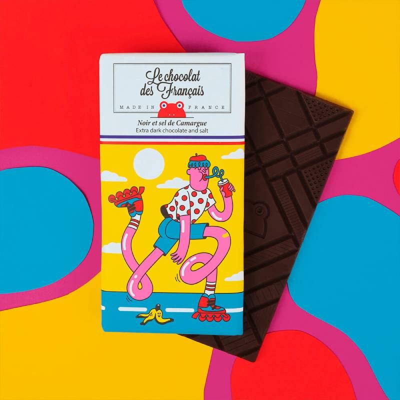 Les Rollers Dunkle Schokolade mit Salz aus der Camargue 80g