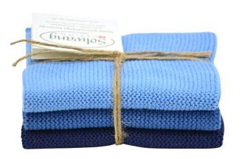 Solwang Wischtuch Dusty Blue Kombi (Bio-Baumwolle)