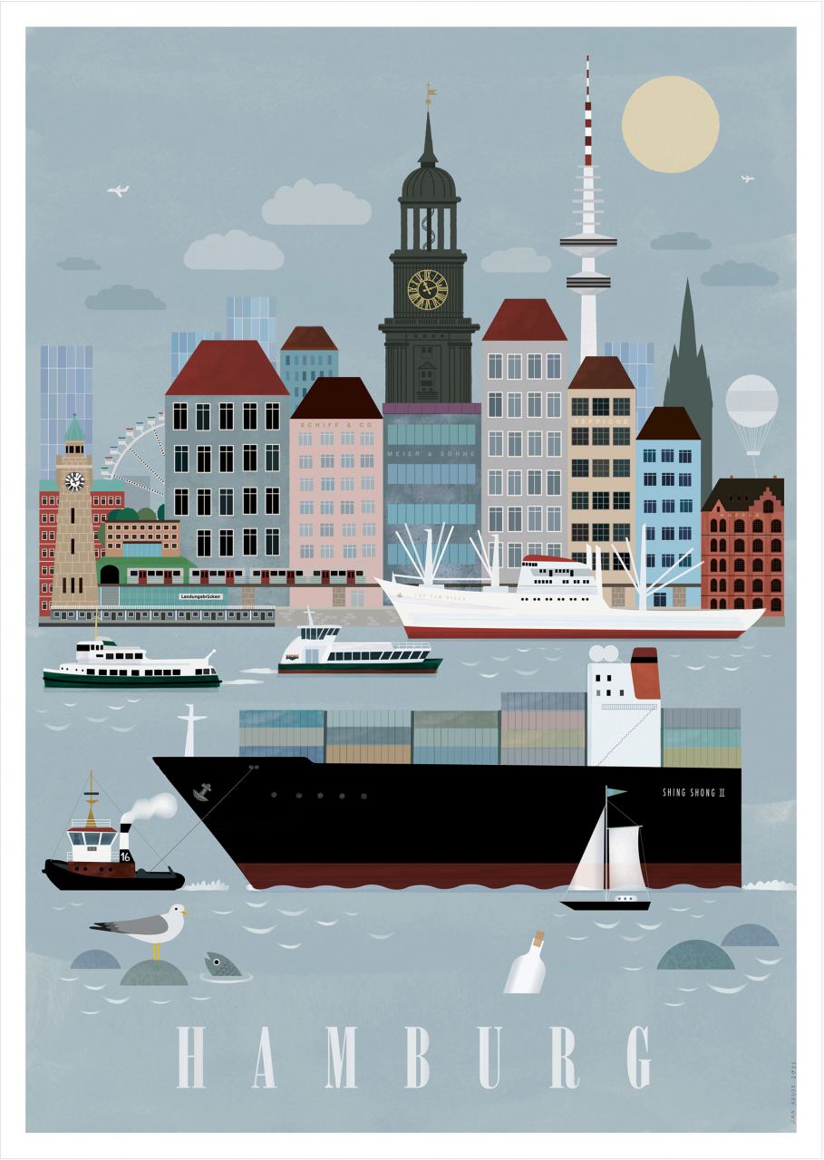 Hamburg City Postkarte