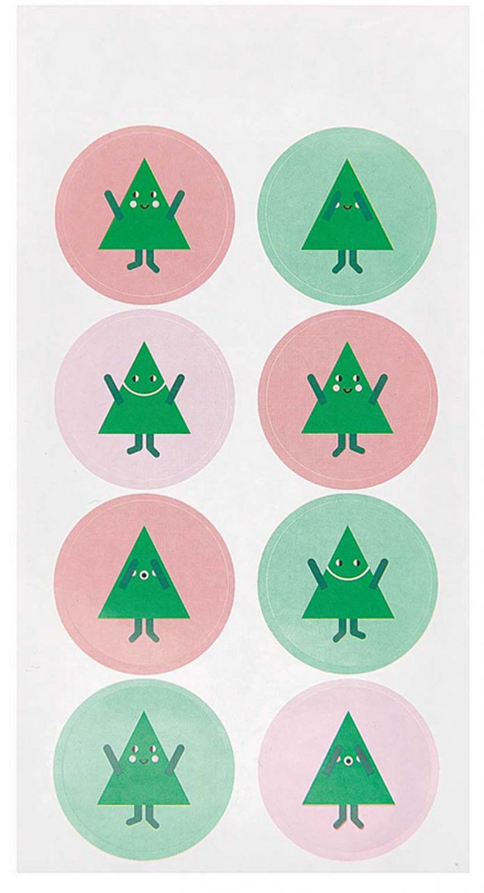 Sticker Merry Christmas Tannenbäume